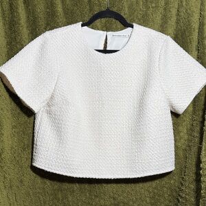 Abercrombie & Fitch Cream Textured Boxy Crop Top